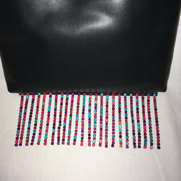 NWT Black Hobo Bag w/Bling Fringe - Picture 2 of 5